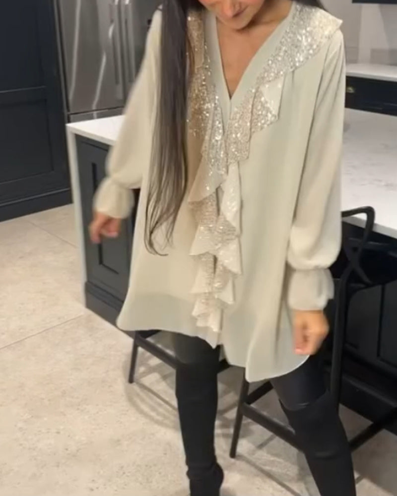 Blouse à volants et style élégant